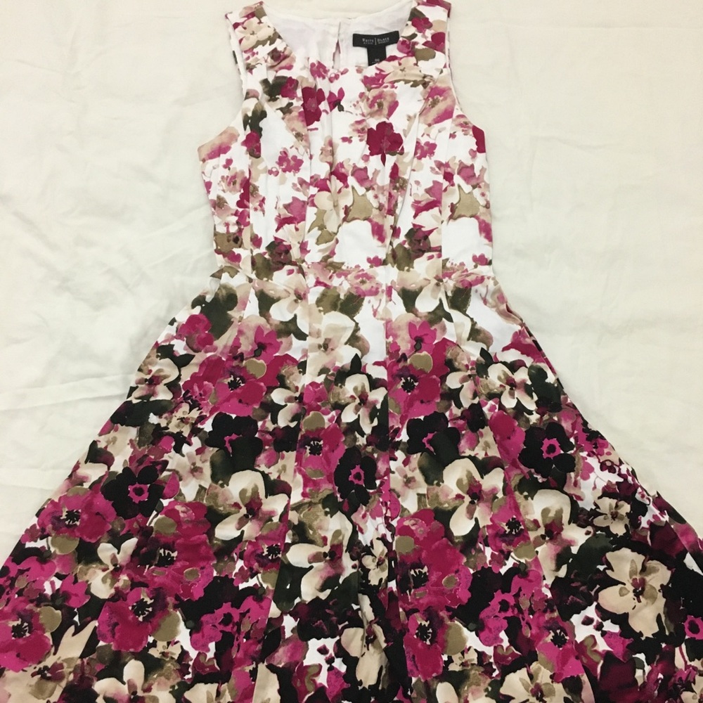 White Black Sleeveless Cotton Dress